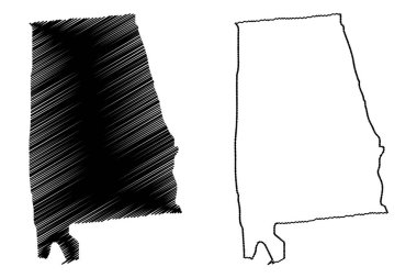 Alabama vektör çizim, karalama taslak Alabama harita harita