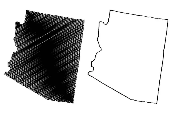 Arizona Kaart Vectorillustratie Krabbel Sketch Arizona Kaart — Stockvector