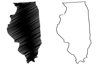 Illinois vektör çizim, Illinois harita karalama kroki harita