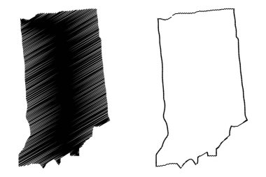Indiana harita vektör çizim, karalama kroki Indiana harita