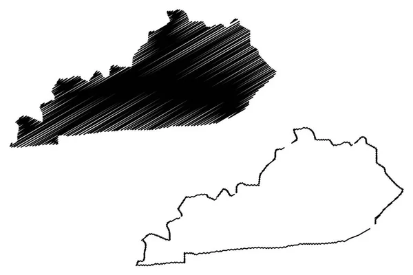ケンタッキー地図ベクトル図 フリーハンド スケッチ ケンタッキー州の地図 — ストックベクタ