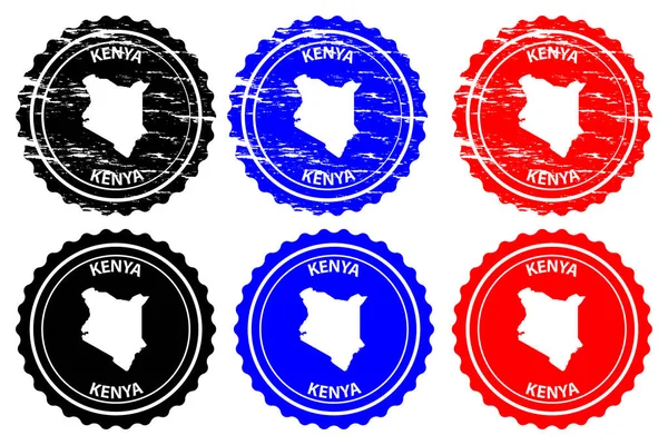 Kenya Timbro Gomma Vettore Cartina Geografica Della Repubblica Del Kenya — Vettoriale Stock