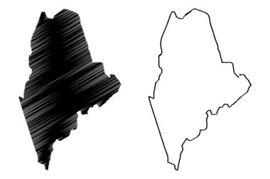  Maine harita vektör çizim, karalama kroki Maine harita