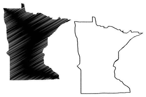 Minnesota Mapa Vektorové Ilustrace Klikyháky Situační Mapa Minnesota — Stockový vektor
