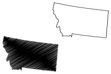 Montana harita vektör çizim, karalama kroki Montana harita