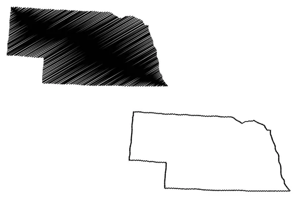 Nebraska Kaart Vectorillustratie Krabbel Sketch Nebraska Kaart — Stockvector