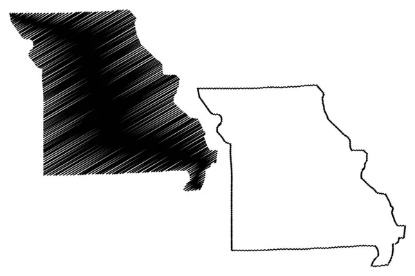 Missouri Mapa Wektorowa Szkic Missouri Mapowania — Wektor stockowy