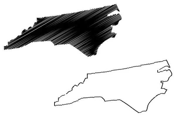 North Carolina mappa vettoriale — Vettoriale Stock
