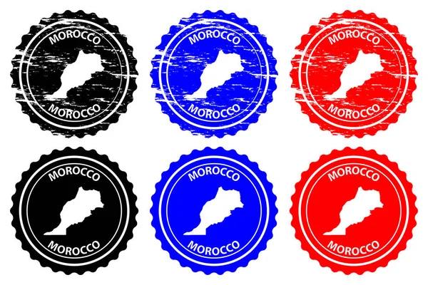 Marokko Rubber Stempel Vector Koninkrijk Marokko Kaart Patroon Sticker Zwart — Stockvector