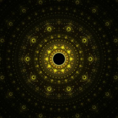 Parlak Soyut Fraktal güneş, Fraktal sarı mandala fantezi, 