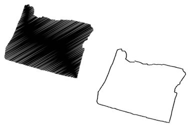 Oregon harita vektör çizim, karalama kroki Oregon harita