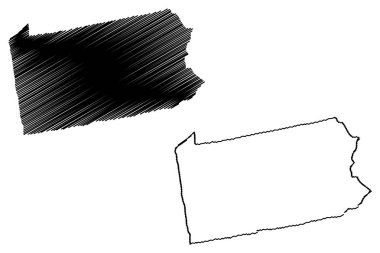 Pennsylvania harita vektör çizim, karalama kroki Pennsylvania harita