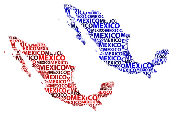 Schiță Mexic Scrisoare Text Hartă Mexic Forma Continentului Harta Statelor — Vector de stoc