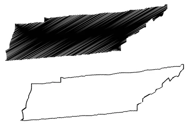 Tennessee Karta Vektorillustration Frihand Skiss Tennessee Karta — Stock vektor