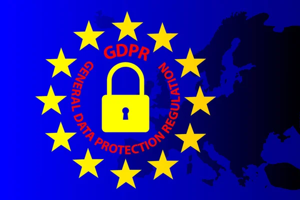 Gdpr Európai Unió Általános Adatvédelmi Rendeletben Európa Térkép Lakat — Stock Vector
