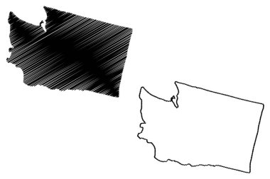 Washington Harita vektör çizim, karalama kroki Washington göster