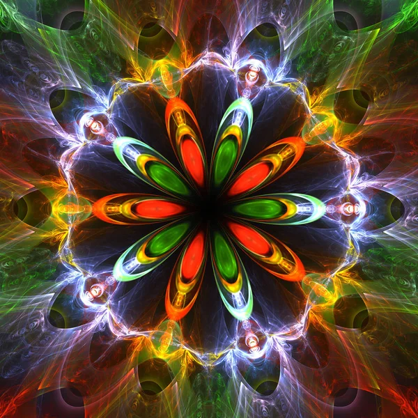 Světlé Abstraktní Fraktální Barvu Květů Fraktální Květiny Fantazie — Stock fotografie