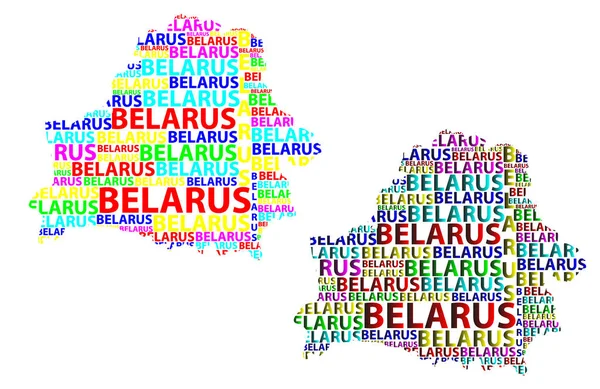 Sketch Belarus Letter Text Map Bielorussia Nella Forma Del Continente — Vettoriale Stock