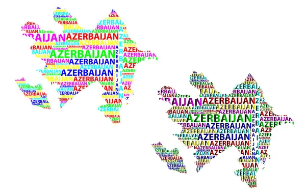 Azerbaycan harfi metin harita, Azerbaycan - kıta, harita Azerbaycan Cumhuriyeti - renk vektör çizim şeklinde kroki