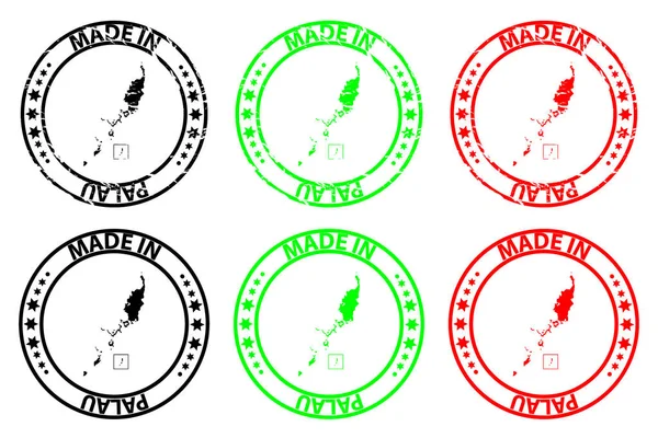 Fabricat Palau Ștampilă Cauciuc Vector Model Hartă Republica Palau Negru — Vector de stoc