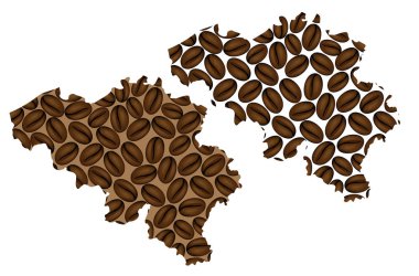 Belçika - kahve çekirdeği, kahve çekirdekleri ile yapılan Belçika harita Haritası,