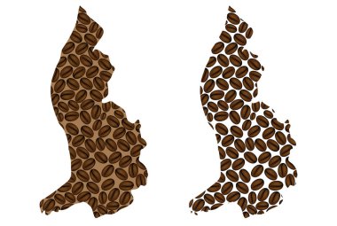 Liechtenstein - kahve çekirdeği, Liechtenstein Prensliği harita kahve çekirdekleri ile yapılan Haritası,