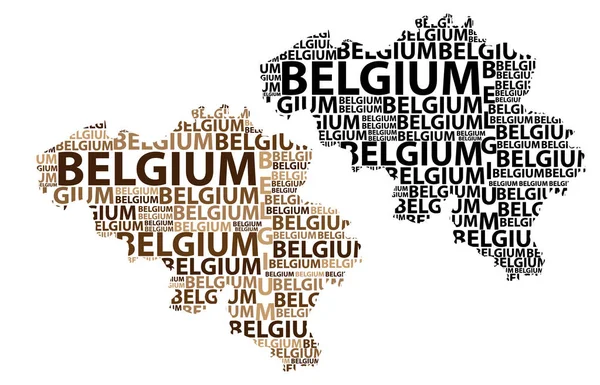 Skiss Belgien Brev Text Karta Belgien Form Kontinenten Karta Konungariket — Stock vektor