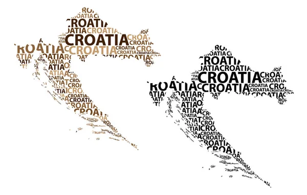 Mapa Tekst List Szkic Chorwacja Chorwacja Kształt Kontynentu Mapa Chorwacji — Wektor stockowy