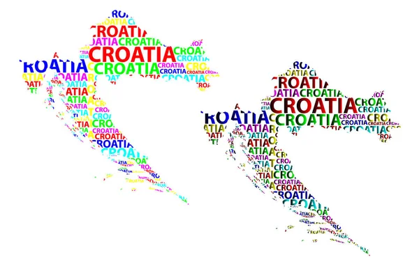 Schets Van Kroatië Brief Tekst Kaart Kroatië Vorm Van Het — Stockvector