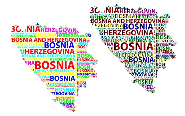 Schizzo Bosnia Erzegovina Lettera Mappa Testo Bosnia Erzegovina Nella Forma — Vettoriale Stock