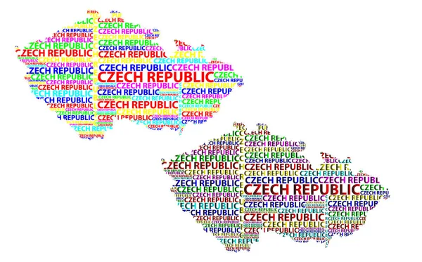 Bosquejo República Checa Carta Mapa Texto Chequia Forma Del Continente — Vector de stock