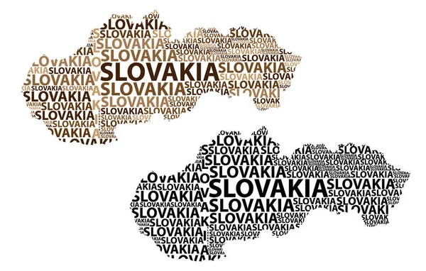 Словаччина Листі Текст Карти Словацької Республіки Формі Континенту Карту Словаччини — стоковий вектор