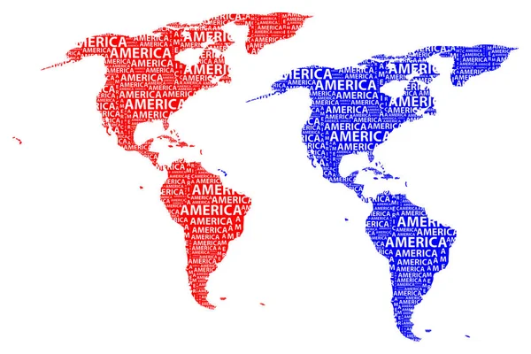 Schets Van Amerika Brief Tekst Continent Noord Zuid Amerika Word — Stockvector