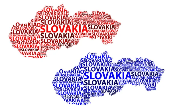 Słowacja Litery Tekstu Mapa Szkic Republika Słowacka Kształt Kontynentu Mapa — Wektor stockowy