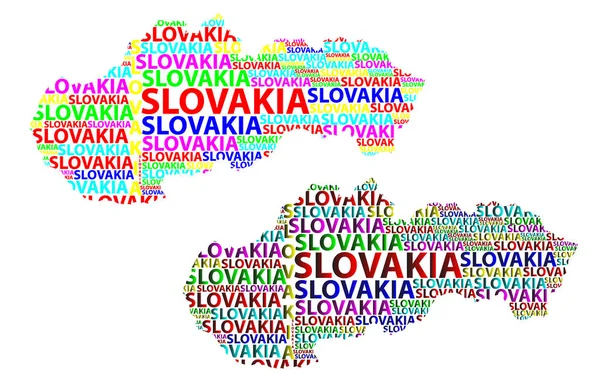 Ескіз Словаччина Листі Текст Карту Словацької Республіки Формі Континенту Карта — стоковий вектор