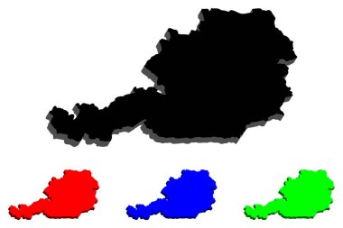 Avusturya (Avusturya Cumhuriyeti) - siyah, mavi ve yeşil - vektör çizim 3D harita