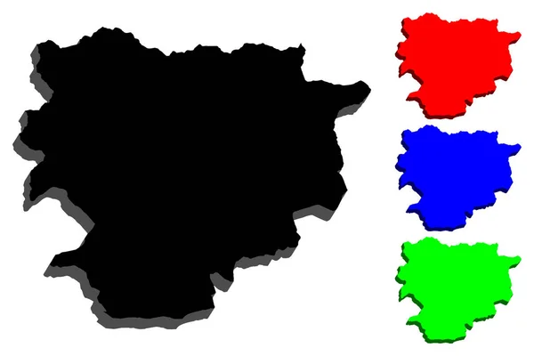 Mapa Andorra Principado Los Valles Andorra Negro Azul Verde Ilustración — Vector de stock