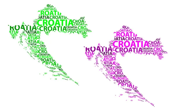 Sketch Croazia Lettera Mappa Del Testo Croazia Nella Forma Del — Vettoriale Stock