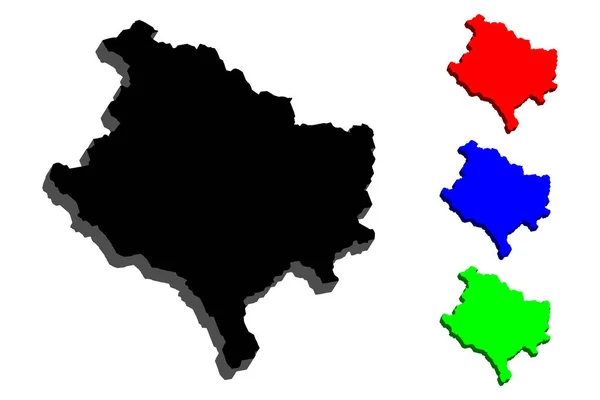Карта Косово Республика Косово Чёрный Красный Синий Зелёный Векторная Иллюстрация — стоковый вектор