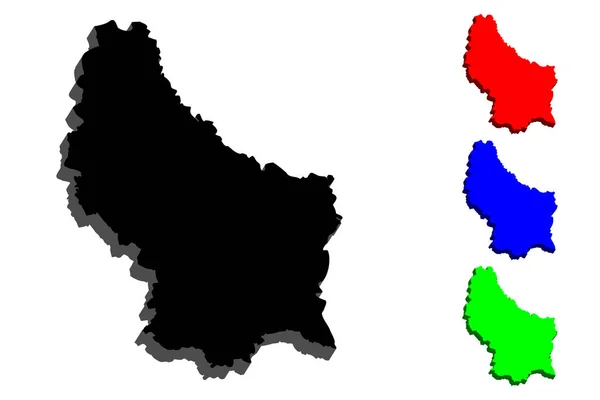 Mappa Del Lussemburgo Granducato Lussemburgo Nero Rosso Blu Verde Illustrazione — Vettoriale Stock