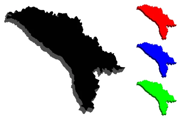 Karta Över Moldavien Moldavien Svart Röd Blå Och Grön Vektorillustration — Stock vektor