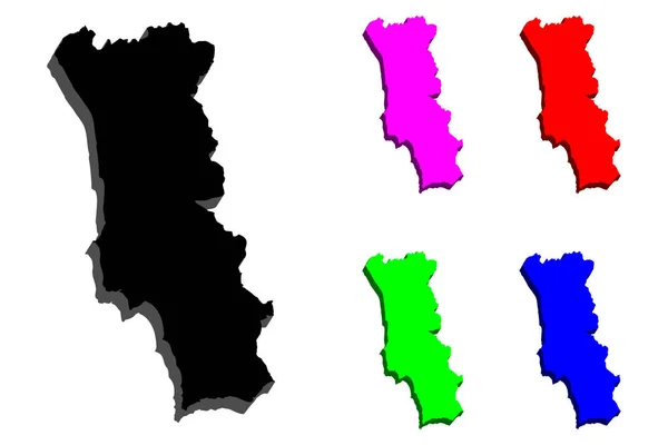 葡萄牙 葡萄牙共和国 的地图 蓝色和绿色 向量例证 — 图库矢量图片