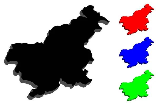 Carte Slovénie République Slovénie Noir Rouge Bleu Vert Illustration Vectorielle — Image vectorielle