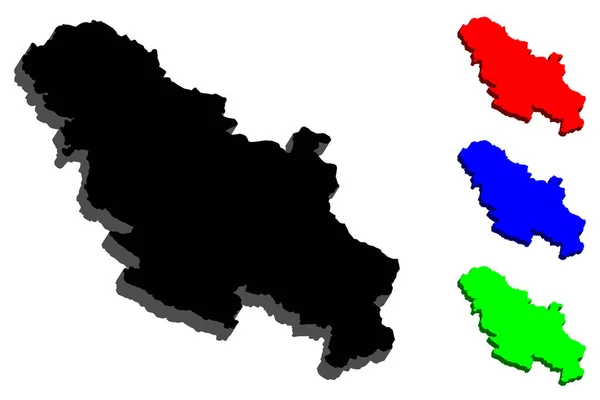 Kaart Van Servië Republiek Servië Zwart Rood Blauw Groen Vectorillustratie — Stockvector