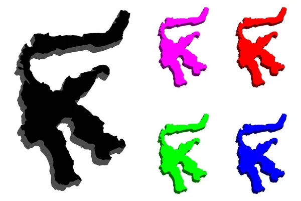 Karta Sulawesi Celebes Svart Röd Lila Blå Och Grön Vektorillustration — Stock vektor