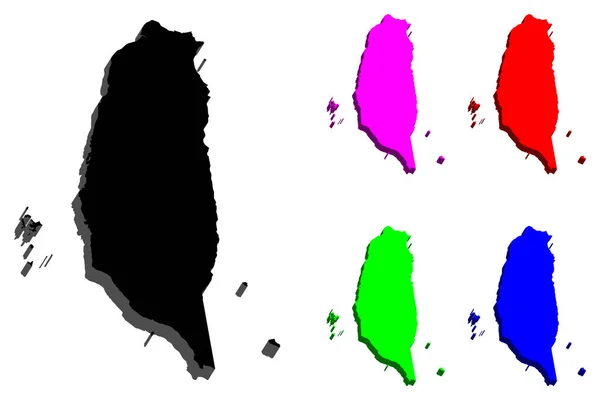 台湾地图 中华民国 蓝色和绿色 矢量插图 — 图库矢量图片