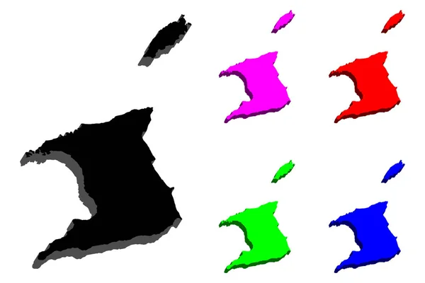 Карта Тринідаду Тобаго Республіки Тринідад Тобаго Чорний Червоний Блакитною Пурпуровою — стоковий вектор