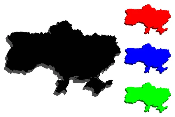 Mapa Ucrânia Preto Vermelho Azul Verde Ilustração Vetorial —  Vetores de Stock
