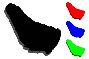 Barbados - siyah, kırmızı, mavi ve yeşil - vektör çizim 3D Haritası