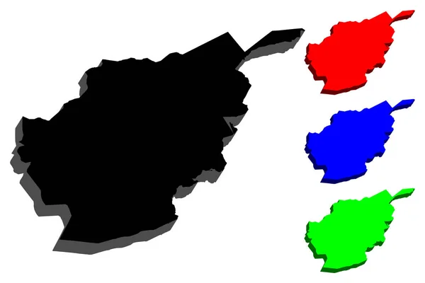 Mapa Afeganistão República Islâmica Afeganistão Preto Vermelho Azul Verde Ilustração — Vetor de Stock